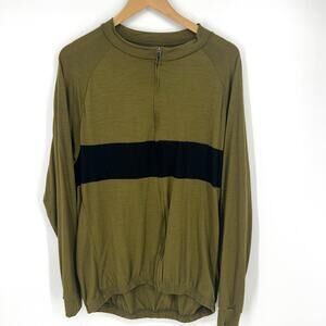 Walz Womens 100% Merino Wool Full Zip Cycling Jersey Olive and Black Size XXL